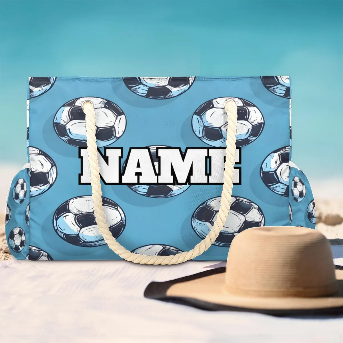 Sport Baseball Personalized Beach Bag for Women, Custom Name Waterproof Sandproof Pool Swim Bags