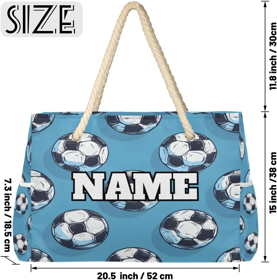 Sport Baseball Personalized Beach Bag for Women, Custom Name Waterproof Sandproof Pool Swim Bags