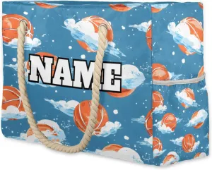 Sport Baseball Personalized Beach Bag for Women, Custom Name Waterproof Sandproof Pool Swim Bags