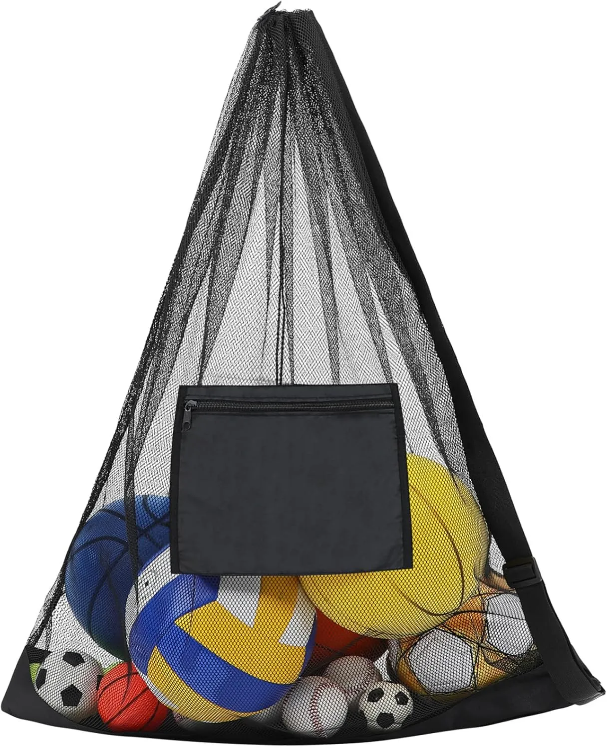 Sports Ball Bag Large Net Bag for Soccer Rugby Volleyball Basketball Drawstring