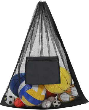 Sports Ball Bag Large Net Bag for Soccer Rugby Volleyball Basketball Drawstring