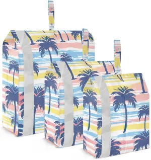 Stripes Tropical Palm Tree Packing Cubes for Travel 3 Set Compression Bag Luggage Bags for Travel Accessories