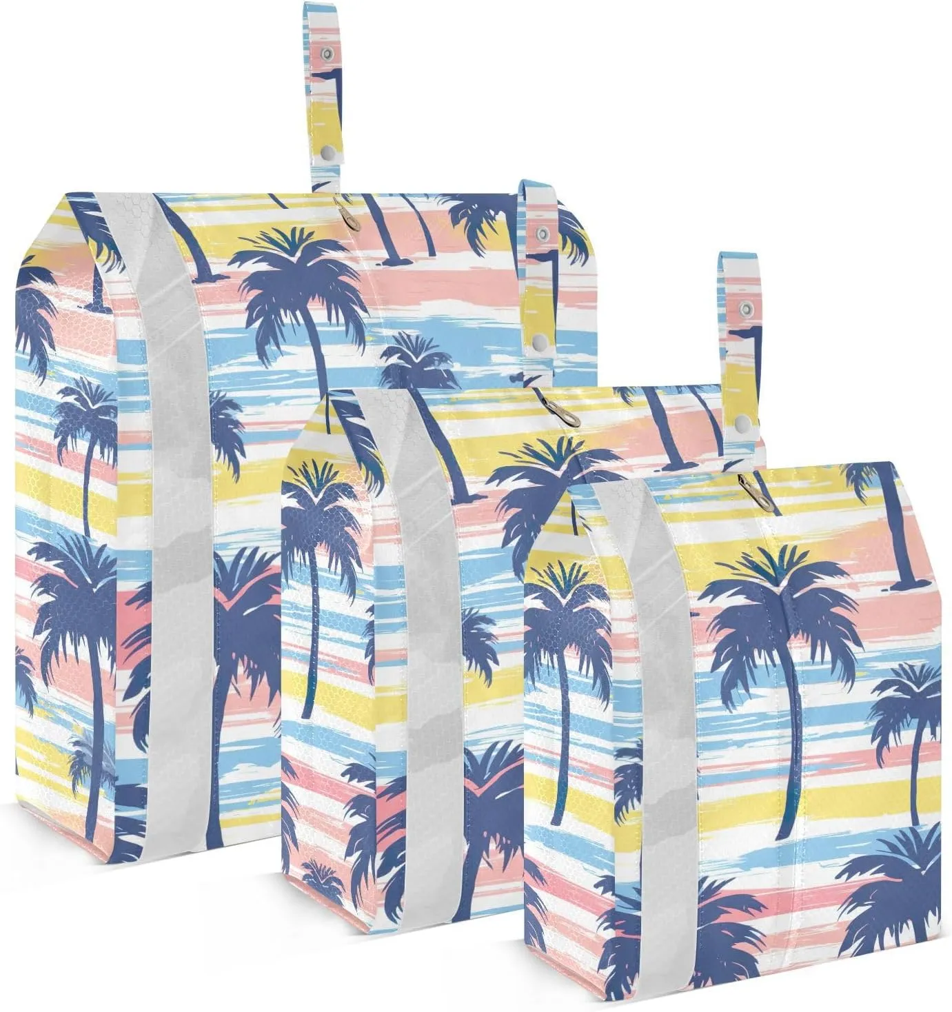 Stripes Tropical Palm Tree Packing Cubes for Travel 3 Set Compression Bag Luggage Bags for Travel Accessories