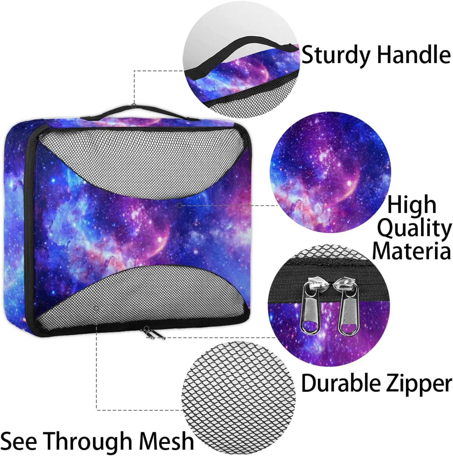 Stunning Galaxy 4 Set Packing Cubes for Suitcases Travel Packing Organizers for Travel Accessories Lightweight & Space Saving