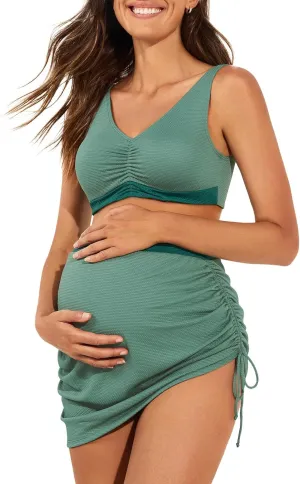 Summer Mae Maternity Bikini Skirt Two-Piece High Waist Swimsuit Side Tie Built-in Short Bathing Suit Pregnancy Swimwear