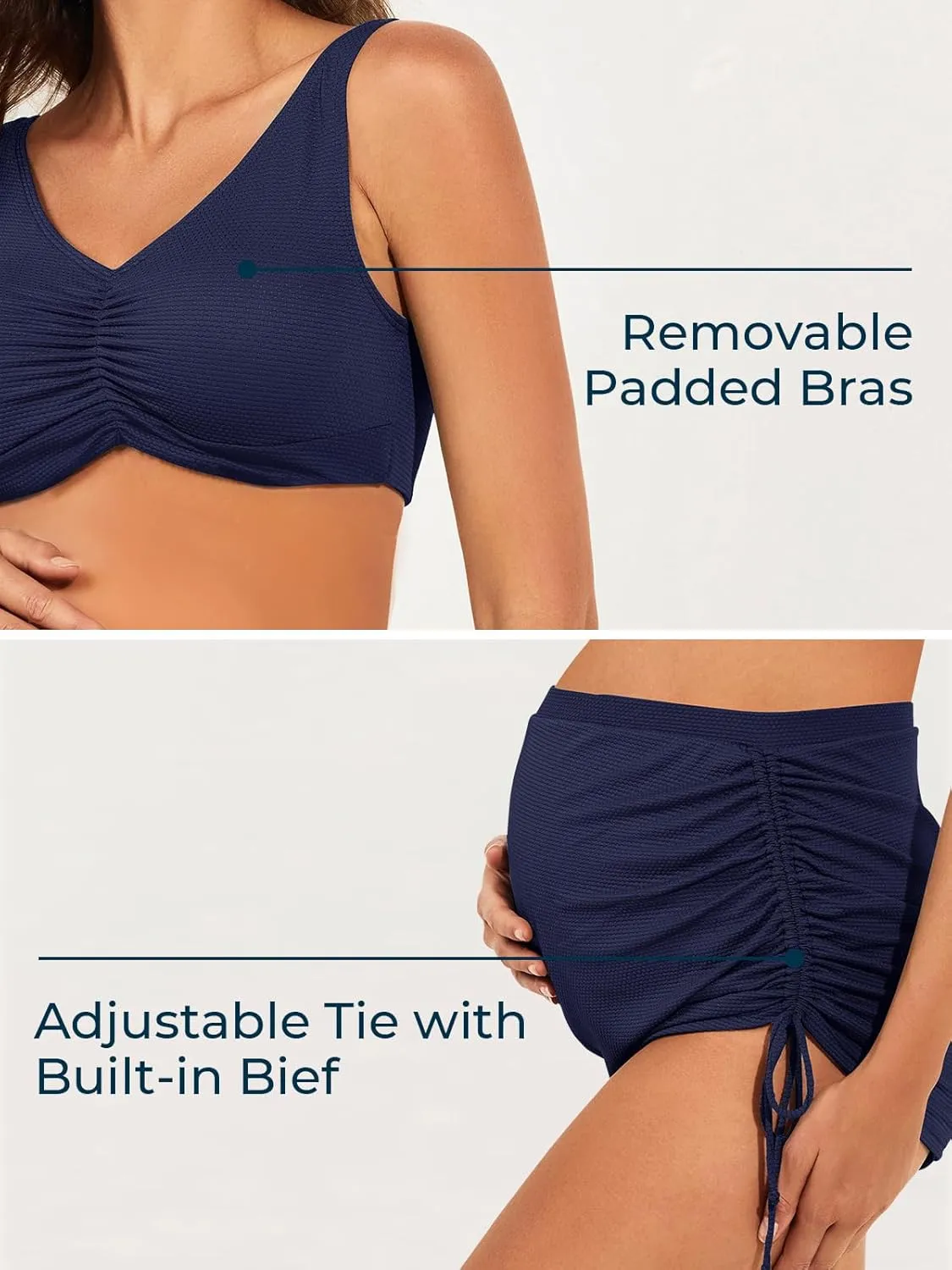 Summer Mae Maternity Bikini Skirt Two-Piece High Waist Swimsuit Side Tie Built-in Short Bathing Suit Pregnancy Swimwear