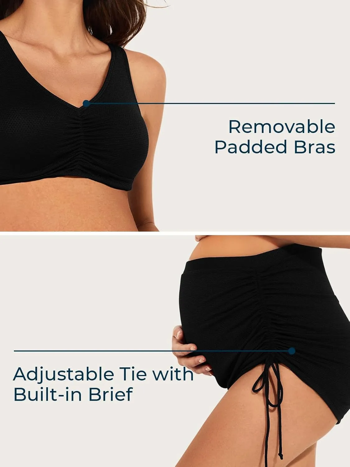 Summer Mae Maternity Bikini Skirt Two-Piece High Waist Swimsuit Side Tie Built-in Short Bathing Suit Pregnancy Swimwear