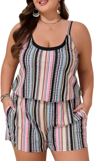 Summer Mae Plus Size Swim Romper Women One Piece Swimsuit Blouson Bathing Suit with Pockets 2025 Modest Swimwear