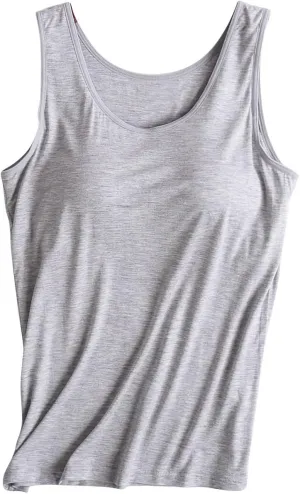 Summer Pajamas for Women's with Built in Bras Modal Solid Basic Soft Camisole Sexy Lounge Tops Yoga Athletic Tops