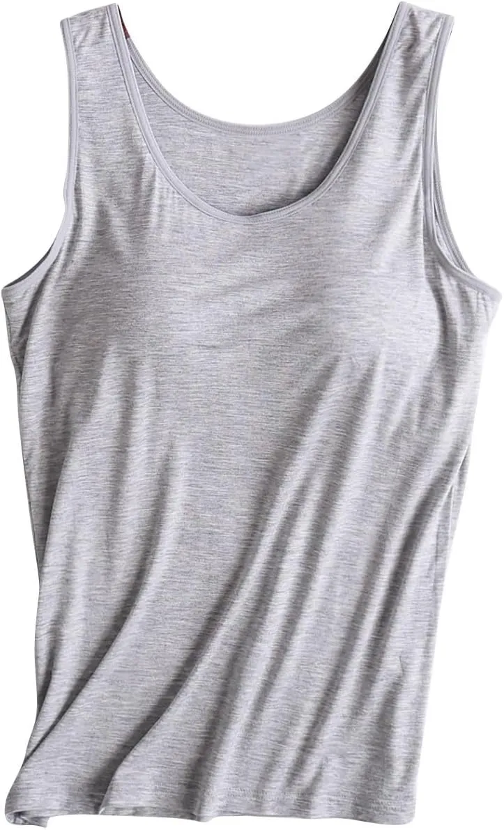 Summer Pajamas for Women's with Built in Bras Modal Solid Basic Soft Camisole Sexy Lounge Tops Yoga Athletic Tops