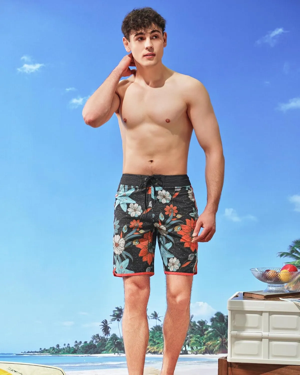 SURF CUZ Men's Board Short Beach Short 4-Way Stretch Swim Short