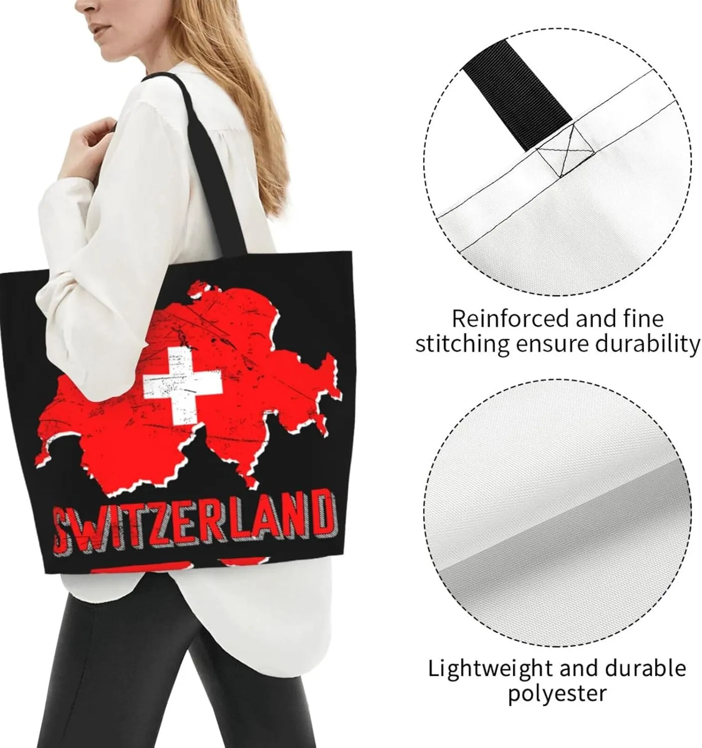 Swedish Sweden Flag Women's Tote Bag Large Capacity Single Shoulder Bags Handbag for Shopping Work