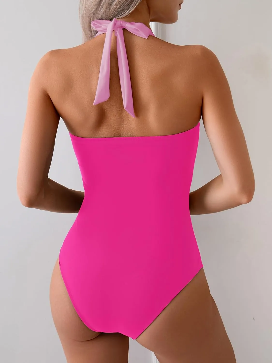 swimall Womens One Piece Swimsuit Tummy Control Modest Bathing Suit Color Block Ruched Slimming Swimwear