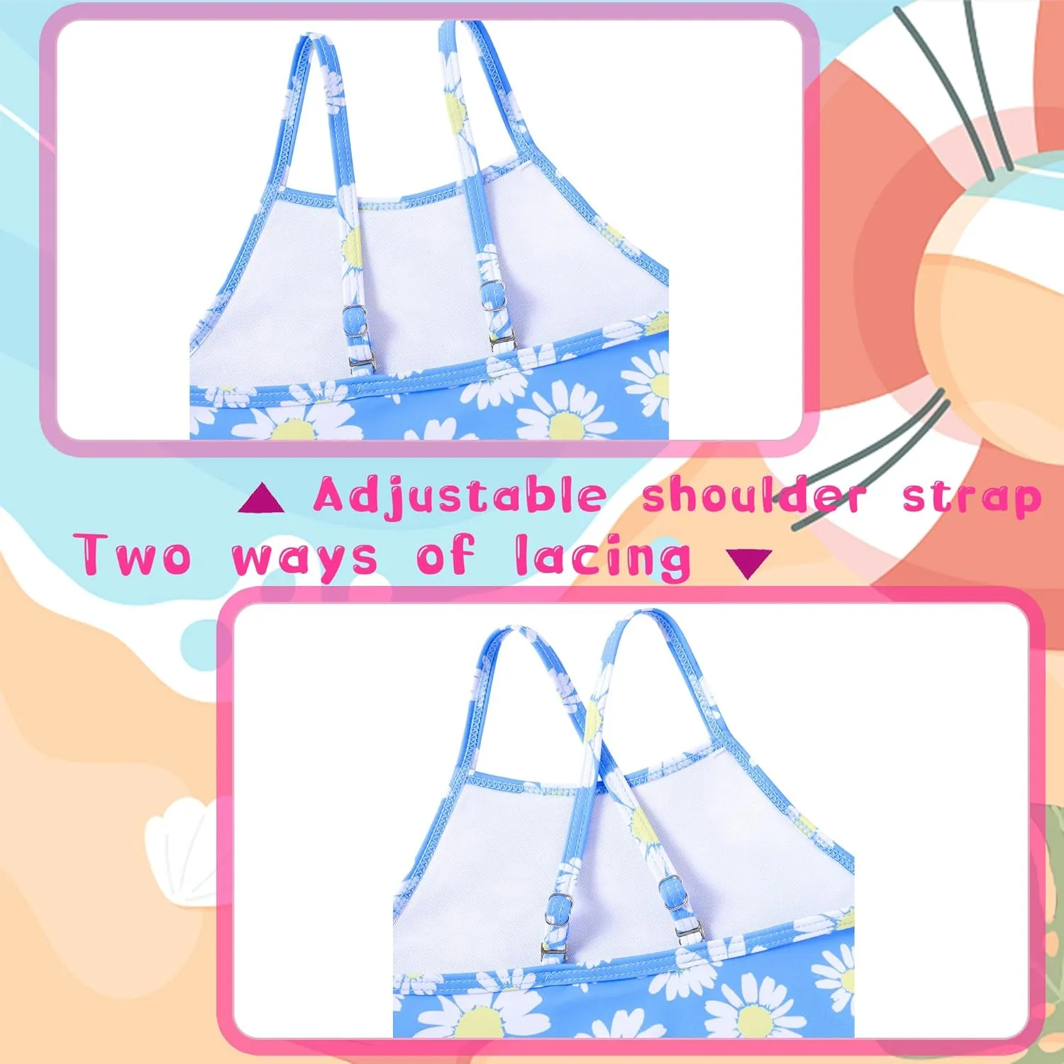 swimsobo Girls One Piece Swimsuit Colorful Mermaid Bathing Suit Cute Swimwear for 2-10 Years