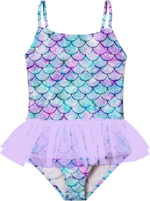 swimsobo Girls One Piece Swimsuit Colorful Mermaid Bathing Suit Cute Swimwear for 2-10 Years