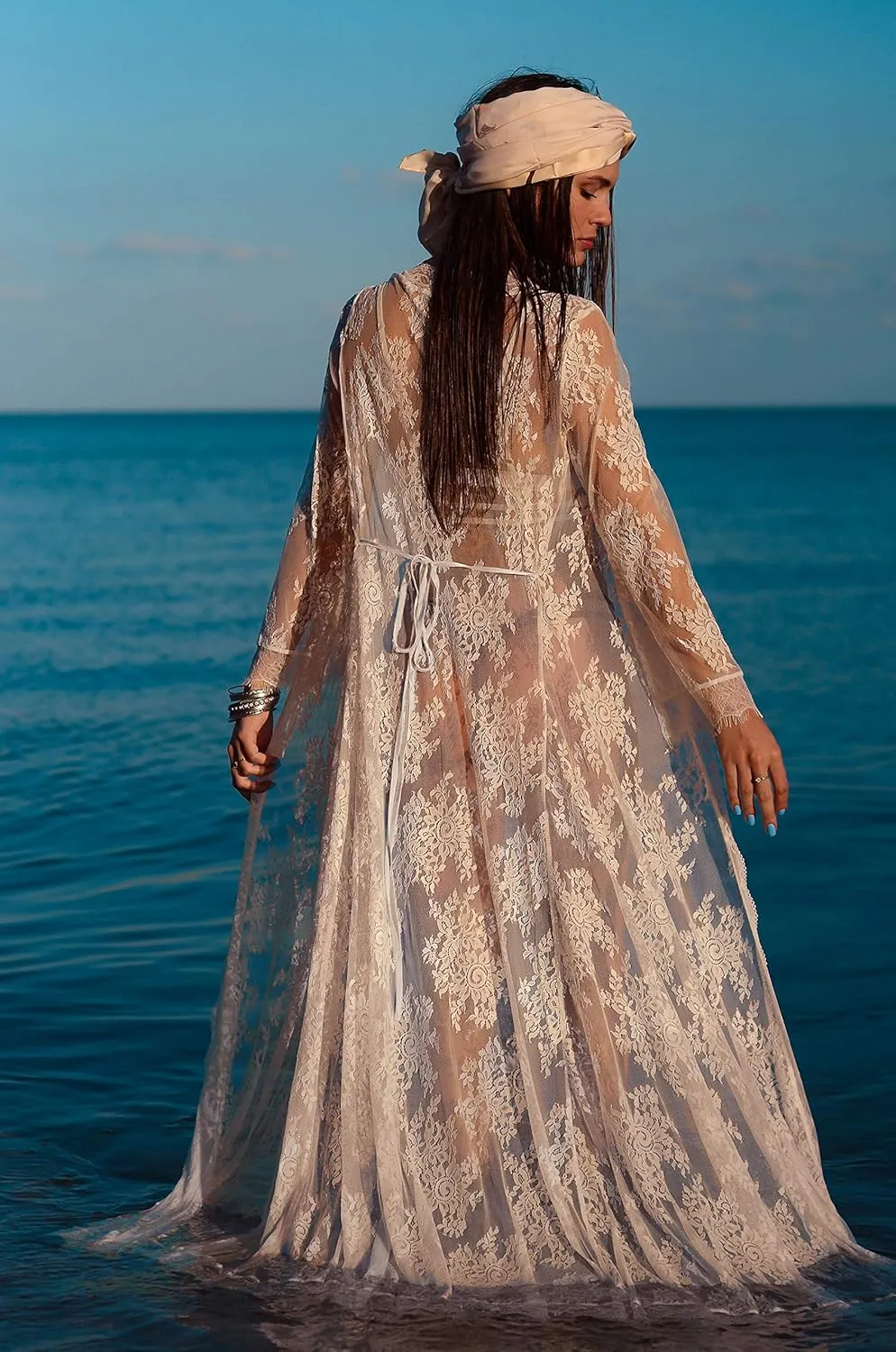 Swimsuit Cover Up Women Plus Size Sheer See Through Sexy lace Kimono