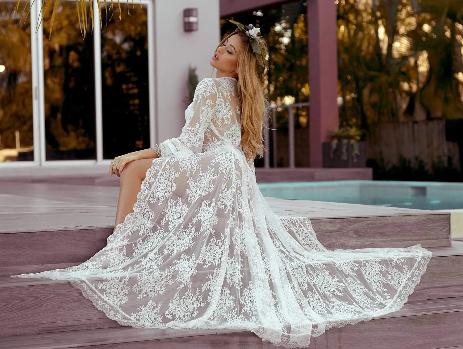 Swimsuit Cover Up Women Plus Size Sheer See Through Sexy lace Kimono