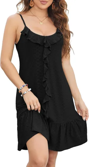 Swimsuit Coverup for Women Summer Dress Spaghetti Strap Dresses Eyelet Sundresses Causal Beach Vacation Clothes