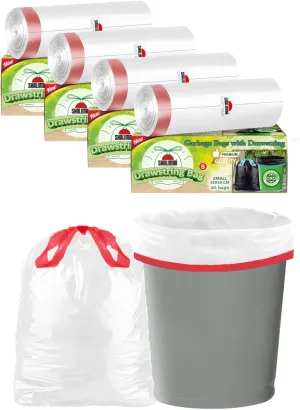 Tall 13 Gallon Kitchen Trash Bags (24" x 32")- Drawstring Garbage Bags  Heavy Duty Non-Leak Unscented White Trash Bags  60 Count