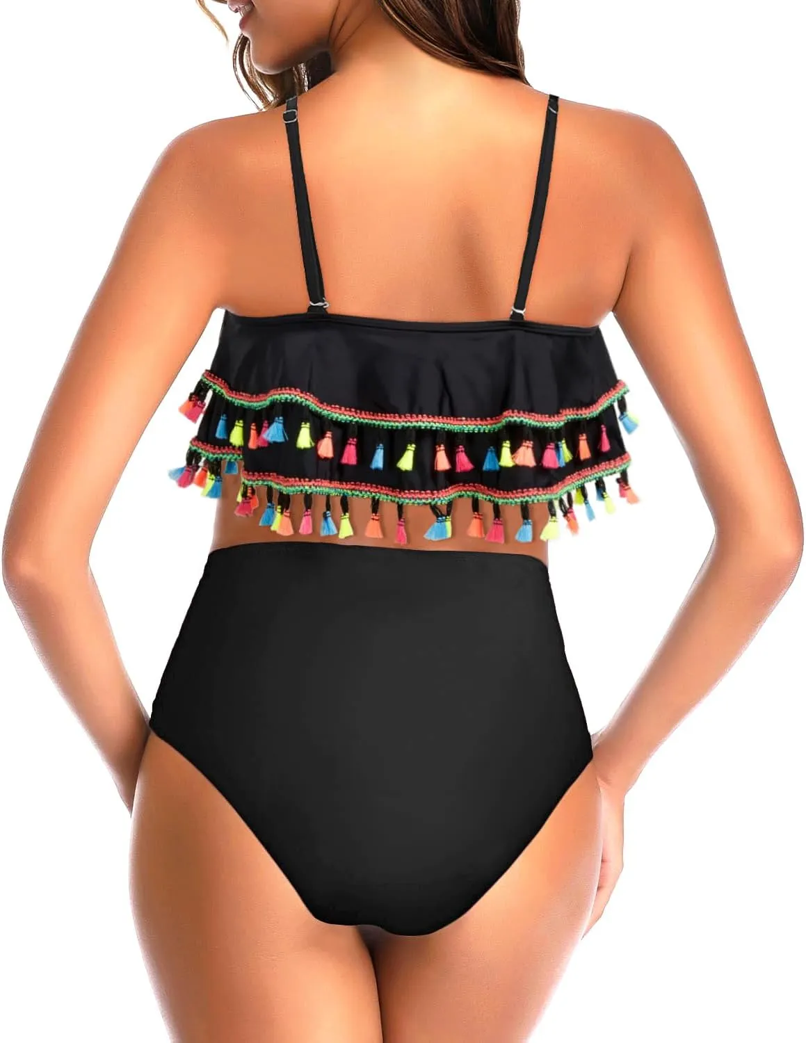Tempt Me High Waisted Bikini Two Piece Swimsuits Tummy Control Bathing Suit Ruffle Ruched Swimwear