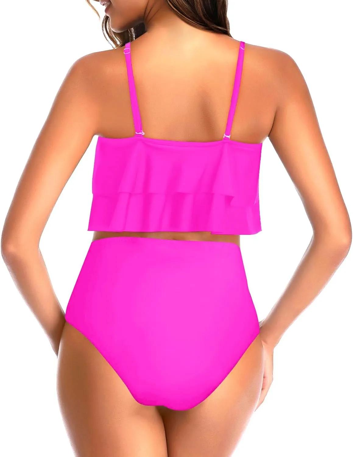 Tempt Me High Waisted Bikini Two Piece Swimsuits Tummy Control Bathing Suit Ruffle Ruched Swimwear