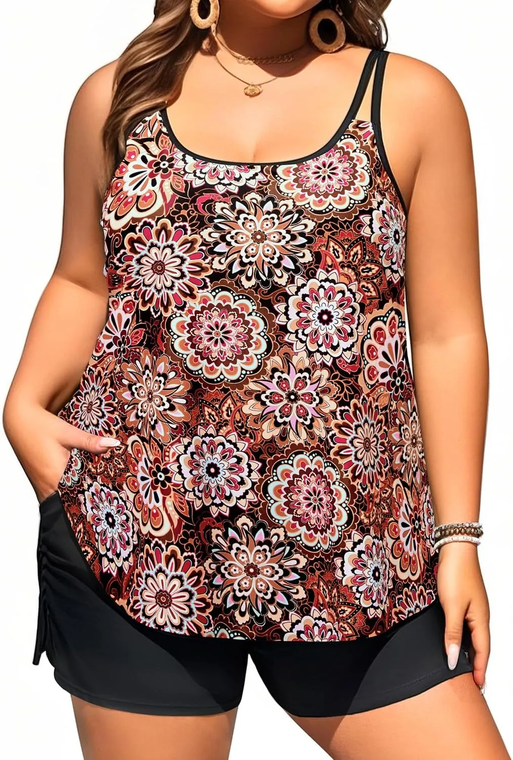 Tempt Me Plus Size Tankini Swimsuits - Women Two Piece Tankini Top with Shorts Flowy Swimsuit 2025 Bathing Suits