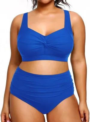 Tempt Me Women Plus Size High Waisted Bikini Set Two Piece Swimsuit Tummy Control Bathing Suits