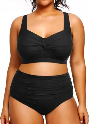 Tempt Me Women Plus Size High Waisted Bikini Set Two Piece Swimsuit Tummy Control Bathing Suits