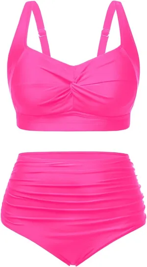 Tempt Me Women Plus Size High Waisted Bikini Set Two Piece Swimsuit Tummy Control Bathing Suits