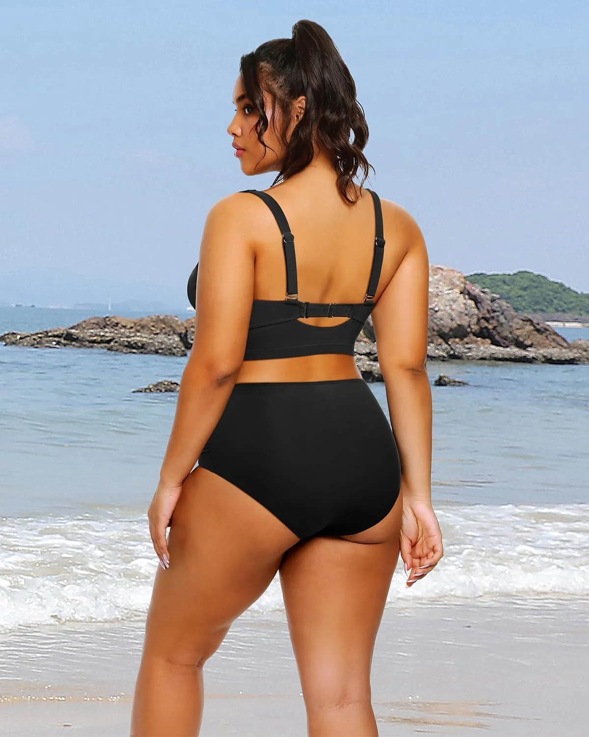 Tempt Me Women Plus Size High Waisted Bikini Set Two Piece Swimsuit Tummy Control Bathing Suits