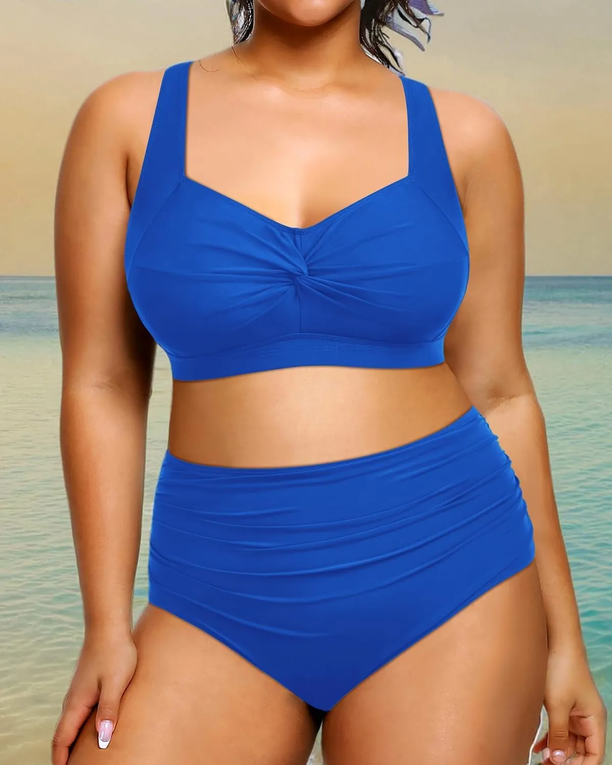 Tempt Me Women Plus Size High Waisted Bikini Set Two Piece Swimsuit Tummy Control Bathing Suits