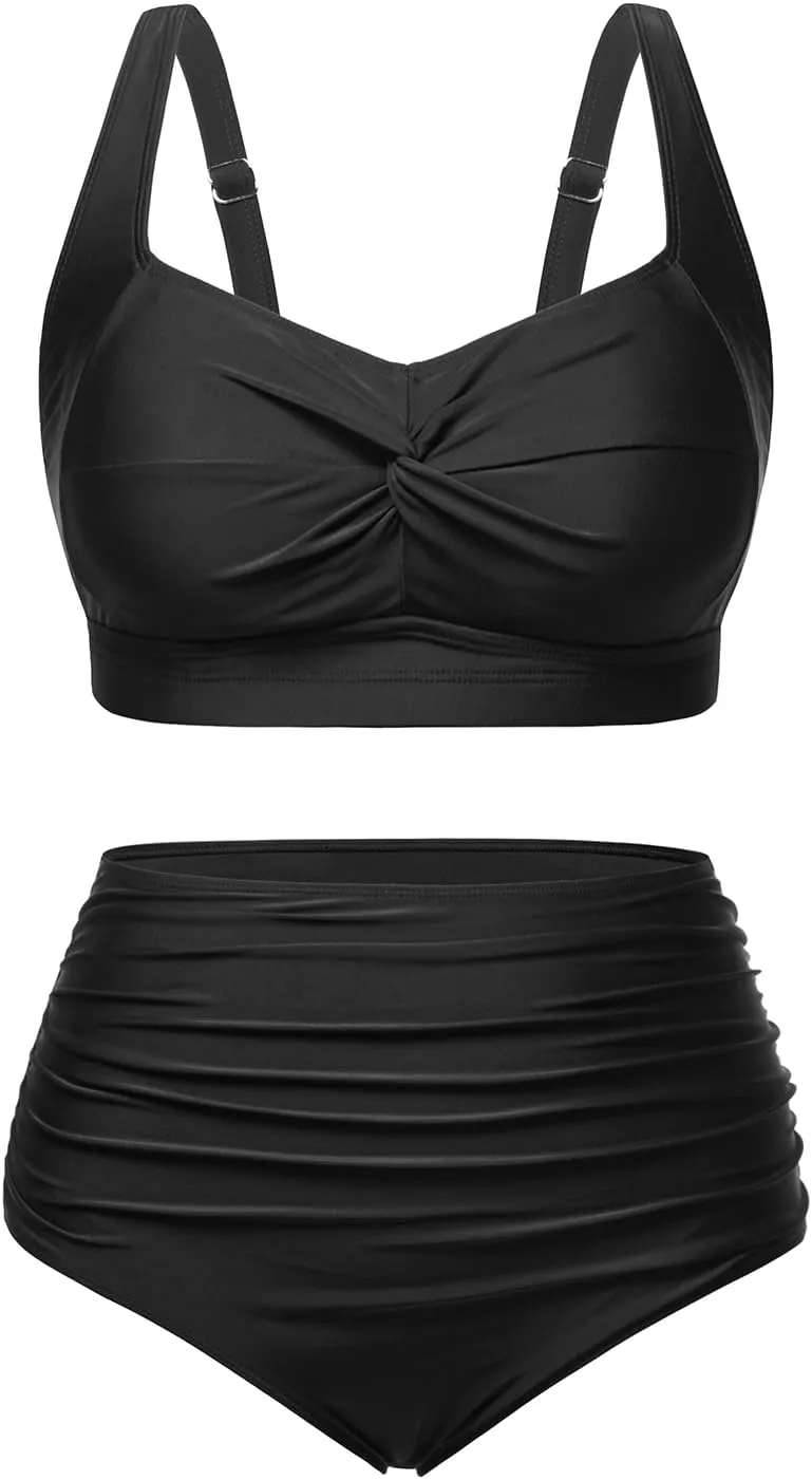 Tempt Me Women Plus Size High Waisted Bikini Set Two Piece Swimsuit Tummy Control Bathing Suits