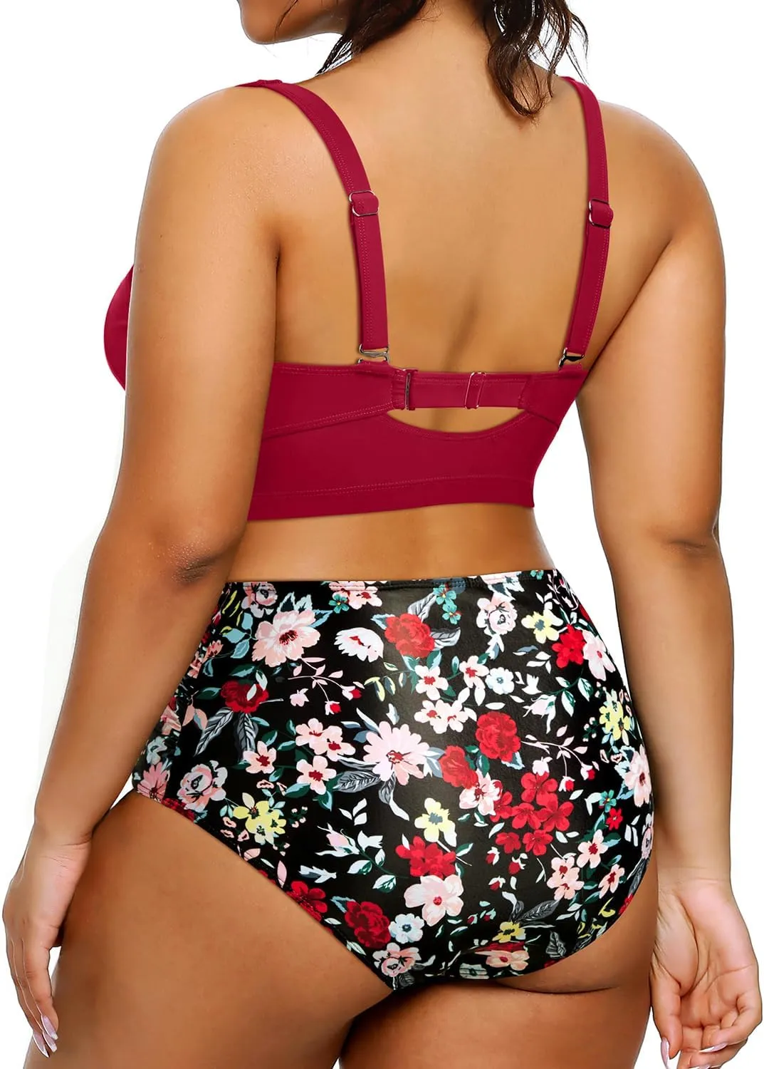 Tempt Me Women Plus Size High Waisted Bikini Set Two Piece Swimsuit Tummy Control Bathing Suits