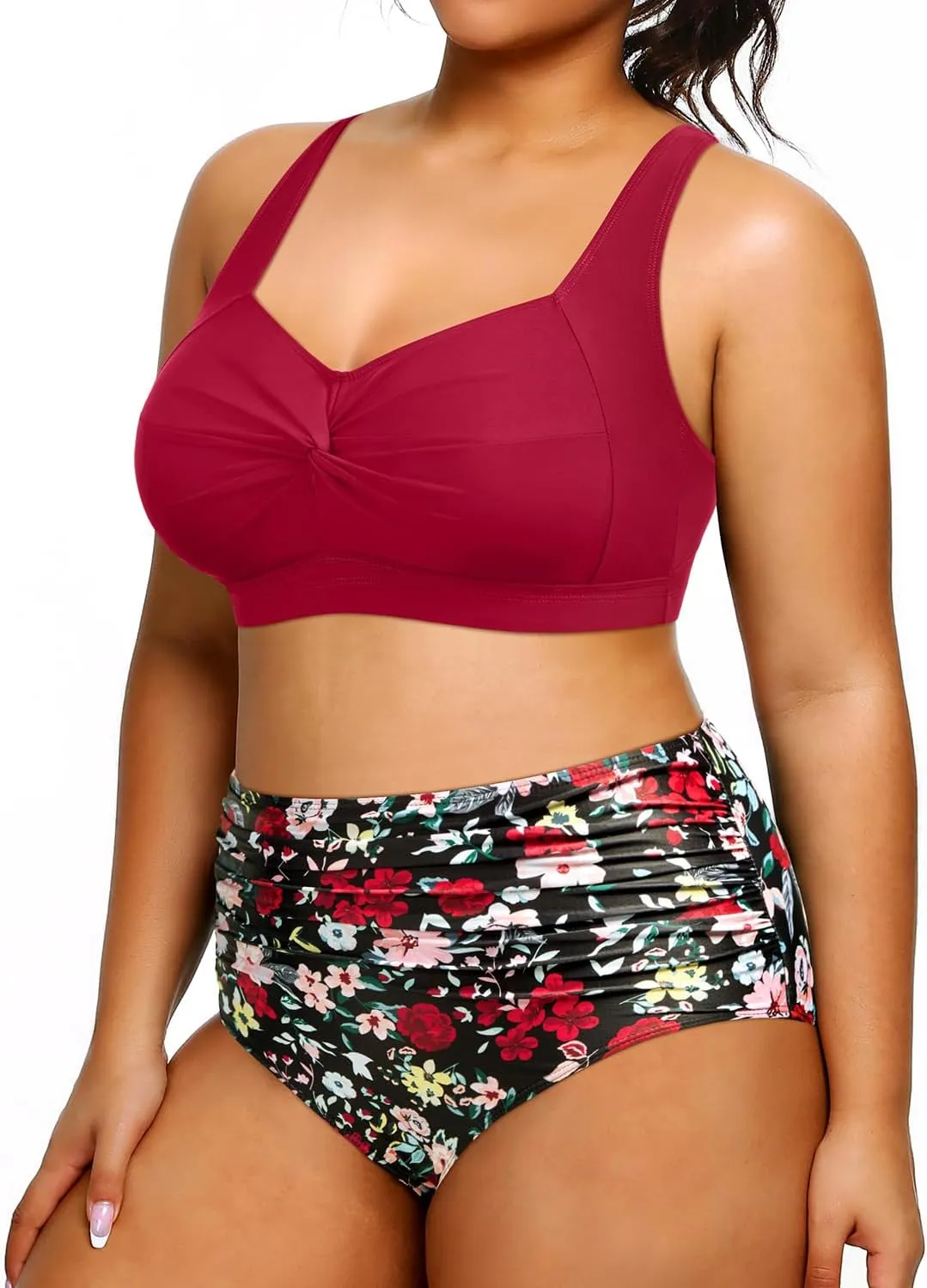 Tempt Me Women Plus Size High Waisted Bikini Set Two Piece Swimsuit Tummy Control Bathing Suits