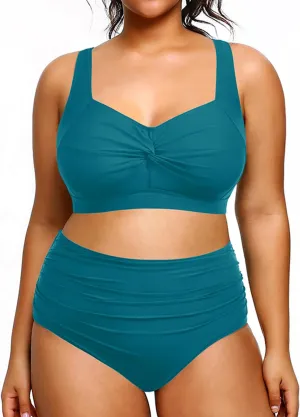 Tempt Me Women Plus Size High Waisted Bikini Set Two Piece Swimsuit Tummy Control Bathing Suits