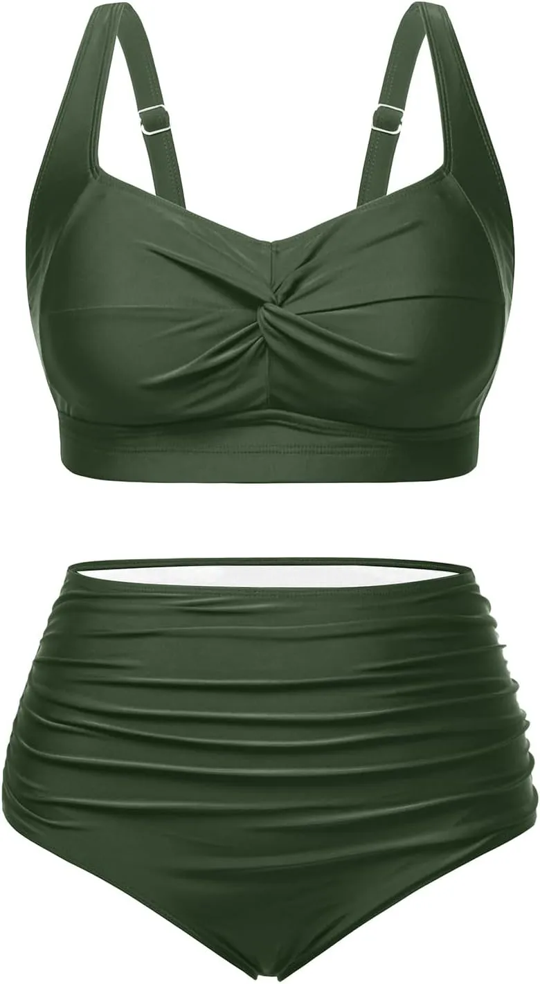 Tempt Me Women Plus Size High Waisted Bikini Set Two Piece Swimsuit Tummy Control Bathing Suits