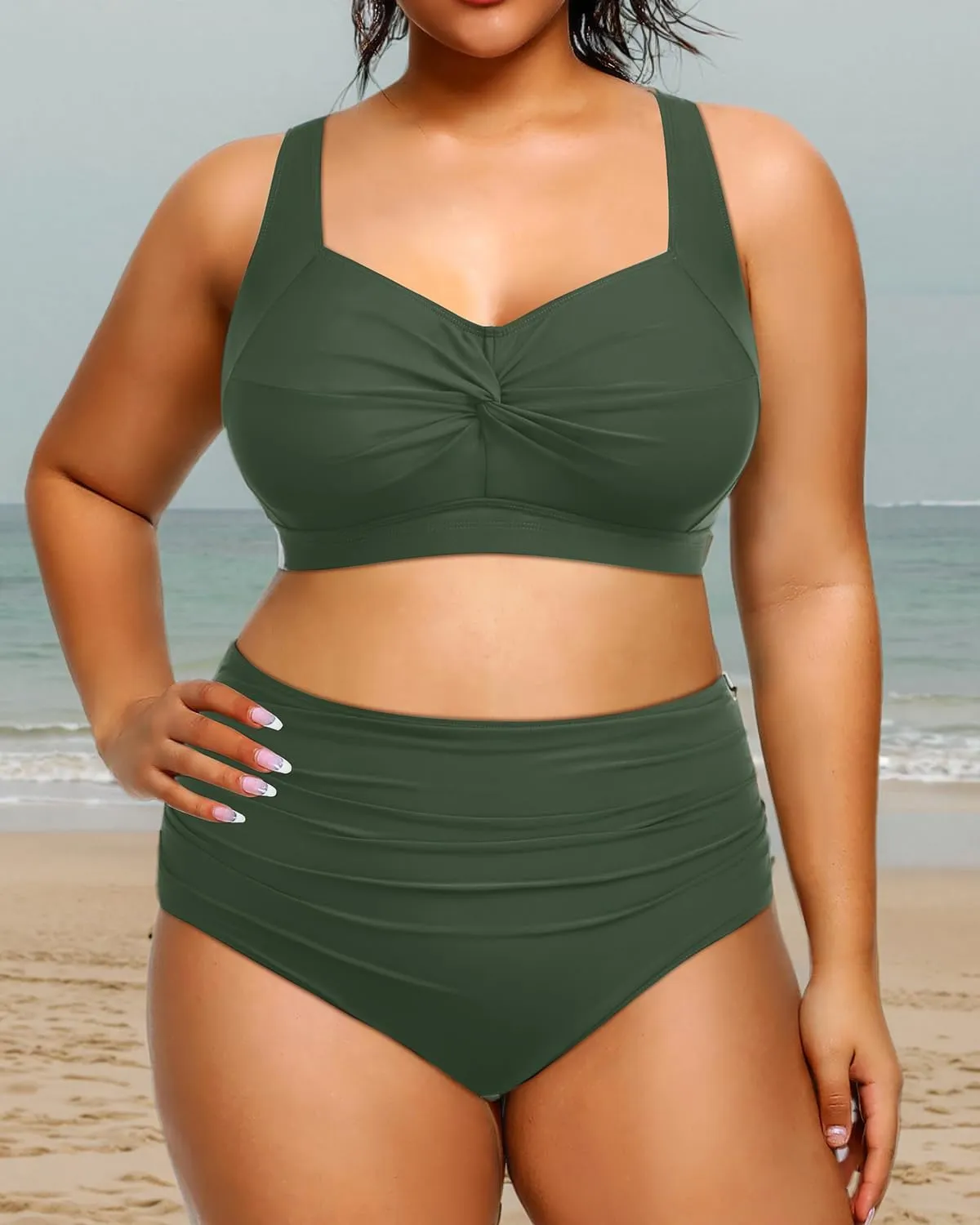 Tempt Me Women Plus Size High Waisted Bikini Set Two Piece Swimsuit Tummy Control Bathing Suits