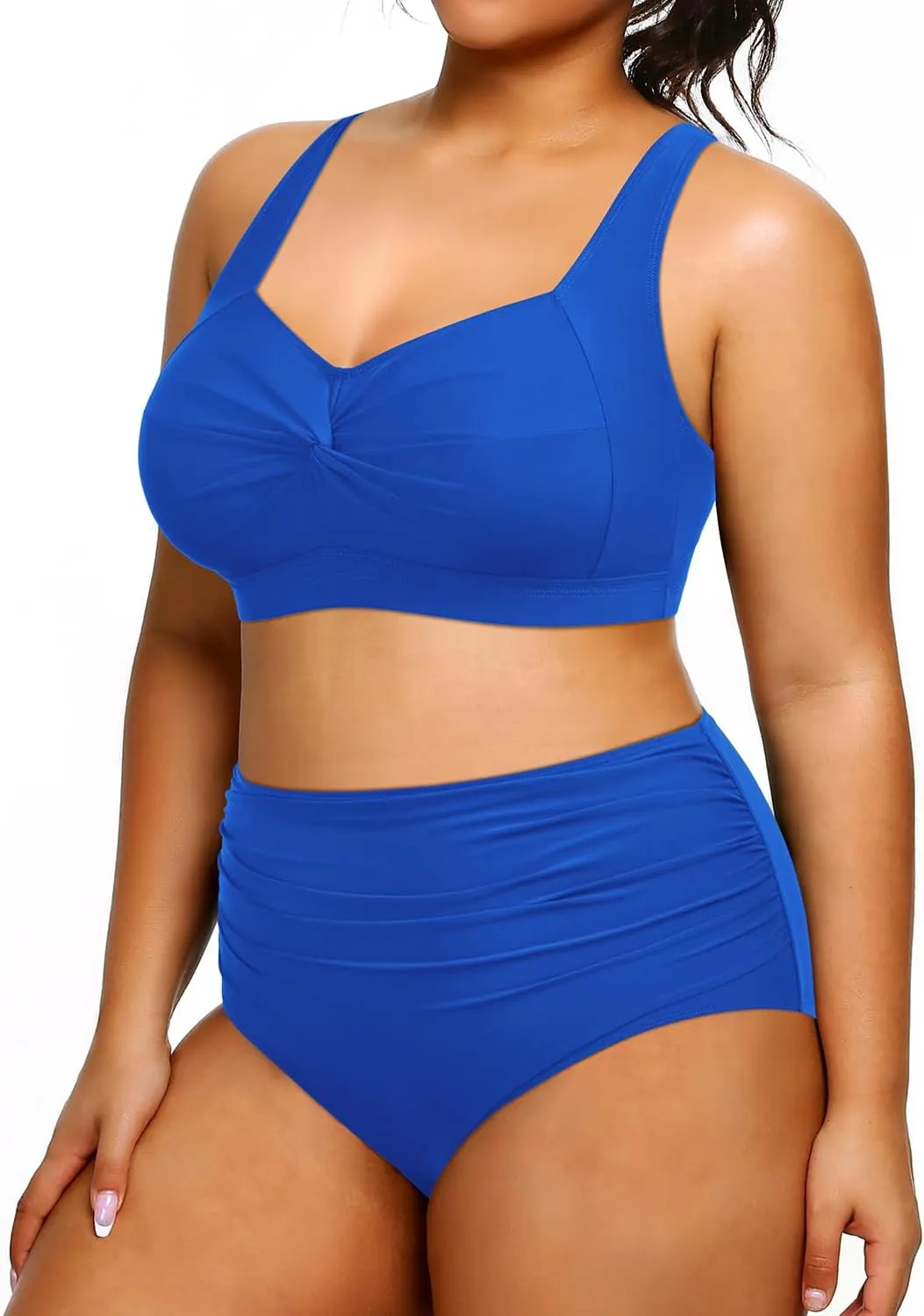 Tempt Me Women Plus Size High Waisted Bikini Set Two Piece Swimsuit Tummy Control Bathing Suits