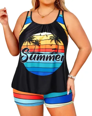 Tempt Me Women Plus Size Tankini Swimsuits - Two Piece Tummy Control Bathing Suits with Shorts 2025 Swimwear