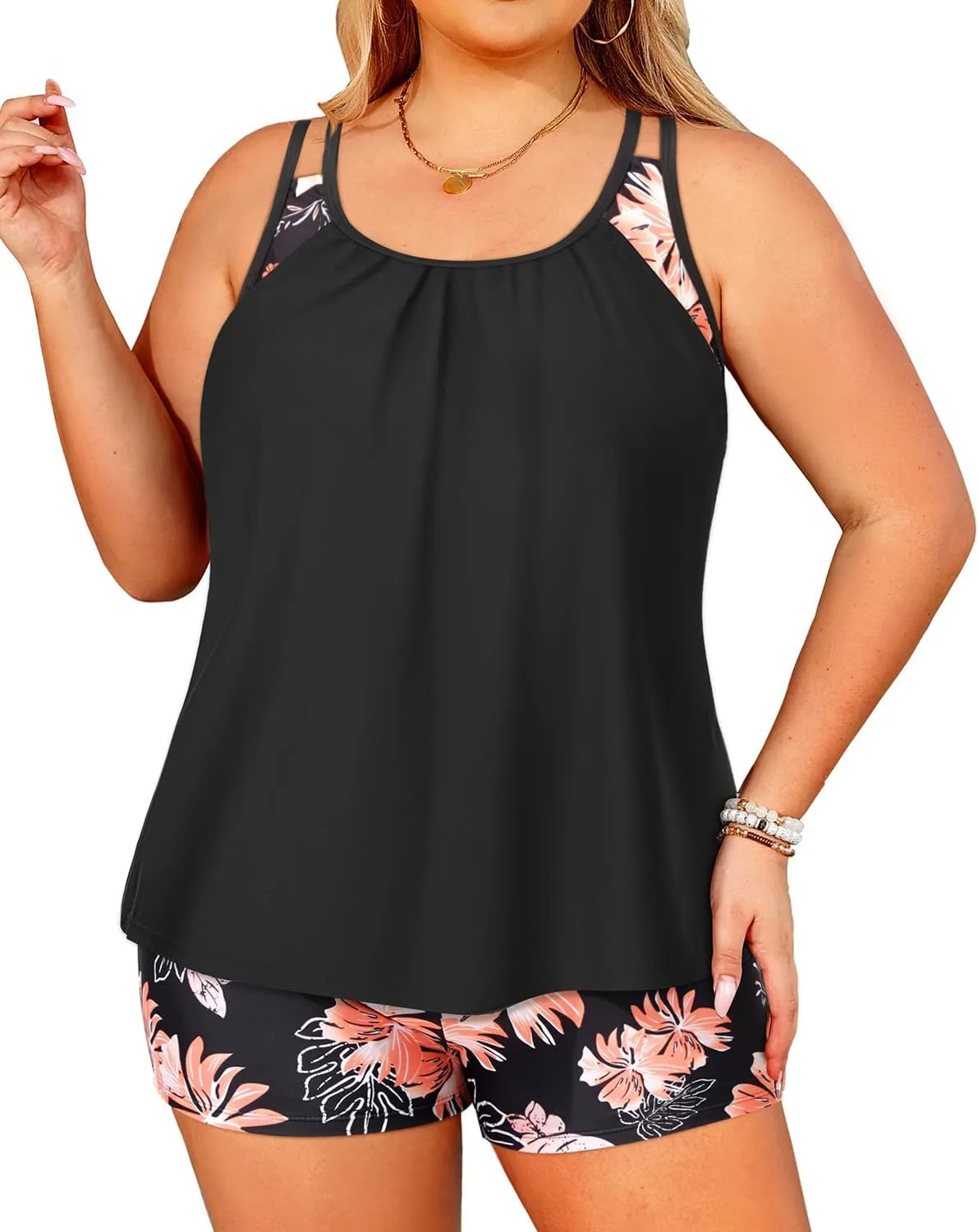 Tempt Me Women Plus Size Tankini Swimsuits - Two Piece Tummy Control Bathing Suits with Shorts 2025 Swimwear