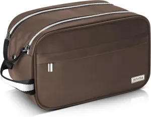 Toiletry Bag for Men,Travel Toiletry Organizer Dopp Kit Water Resistant Shaving Bag for Toiletries Accessories,Brown