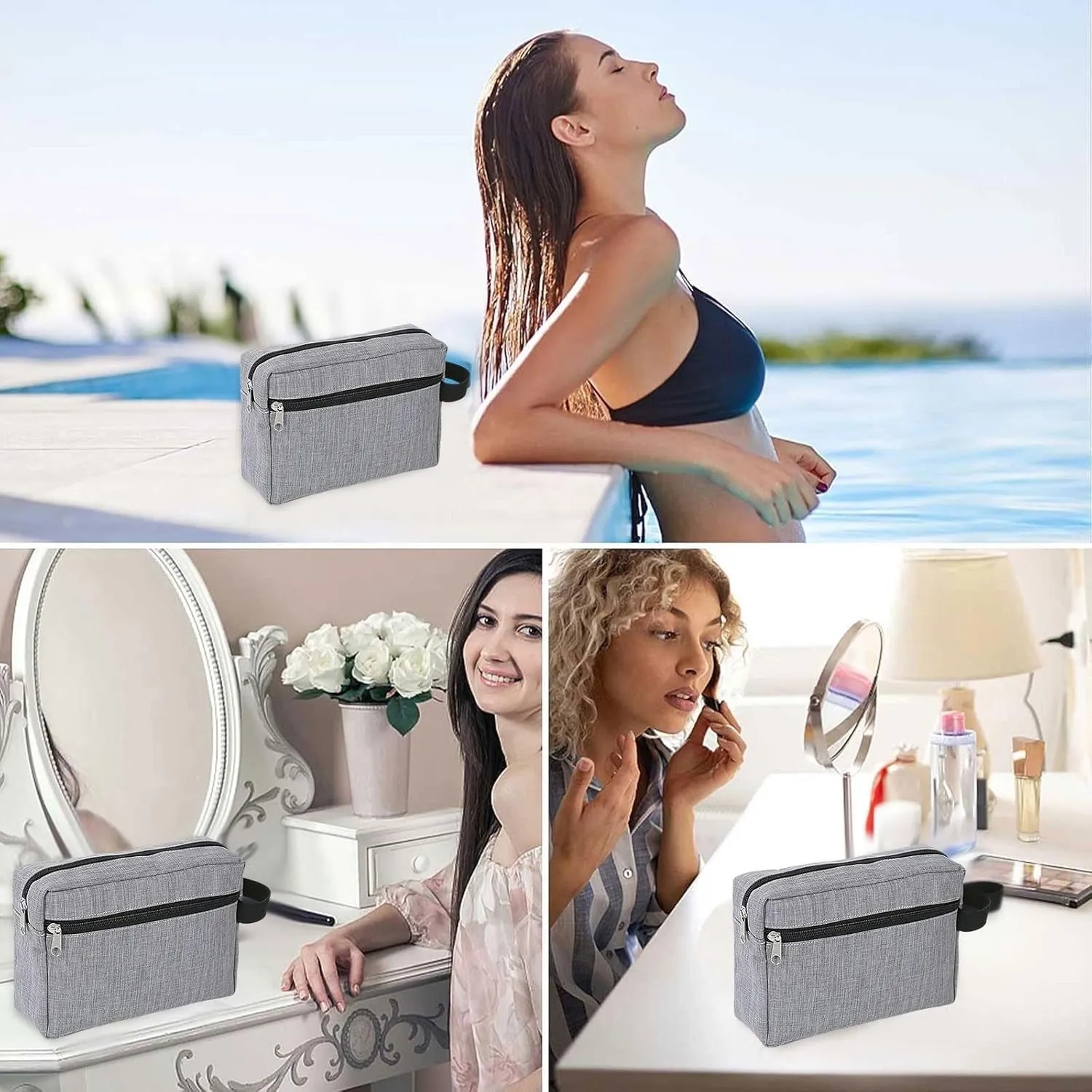 Toiletry Bag for Women, Cosmetic Makeup Bag Organizer, Travel Bag for Toiletries, Shaving Bag for Accessories (D)