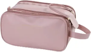Toiletry Travel Bag For Women,PU Leather Large Waterproof Makeup Cosmetic Bag,Travel Organizer for Accessories (Pink)