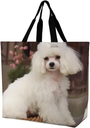 Tote Bag,Painted Foldable Shopping Tote Bag,washable Coating Groceries Storage French Poodle Bags for Shopping Or Travel