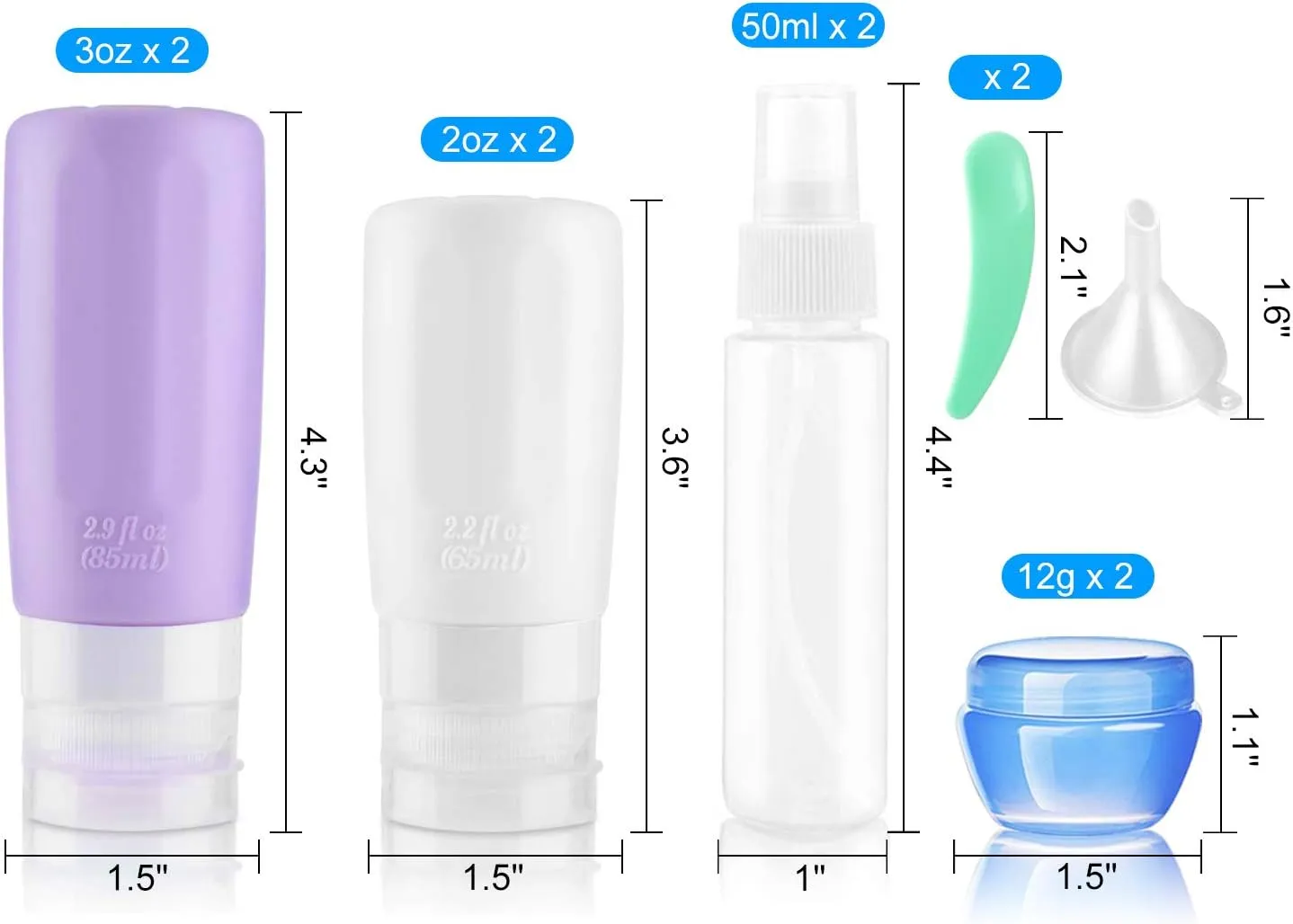 Travel Bottles for Toiletries Leak Proof Silicone Set TSA Approved Travel Size Containers Refillable Accessories Lotion Shampoo Conditioner Bottles with Toiletry Bag for Outdoor