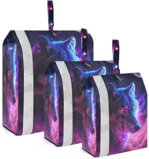 Travel Packing Organizers Wolf Glowing Eyes Animal Packing Cubes 3PC Set for Travel Accessories Luggage 202b6158