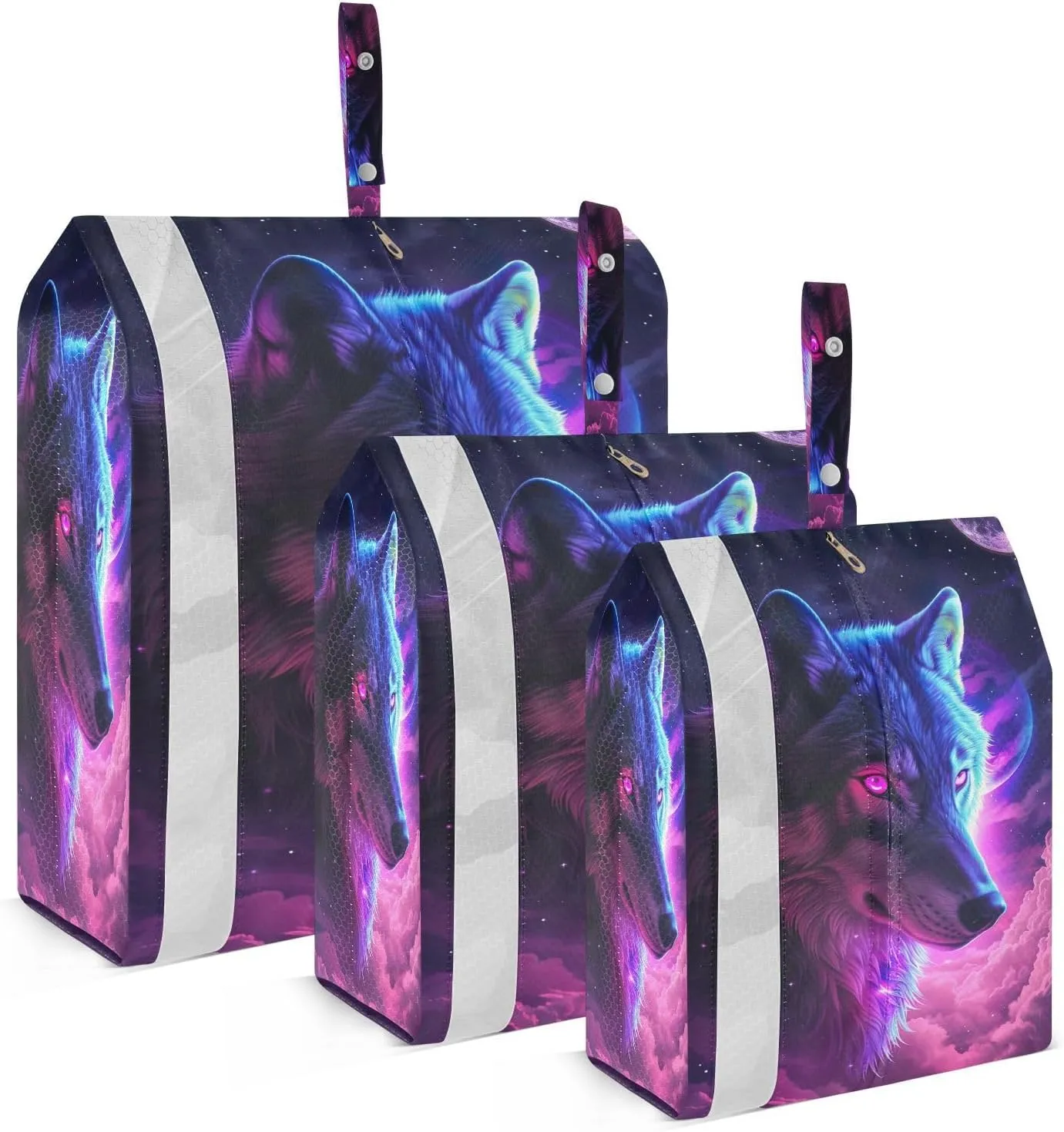 Travel Packing Organizers Wolf Glowing Eyes Animal Packing Cubes 3PC Set for Travel Accessories Luggage 202b6158