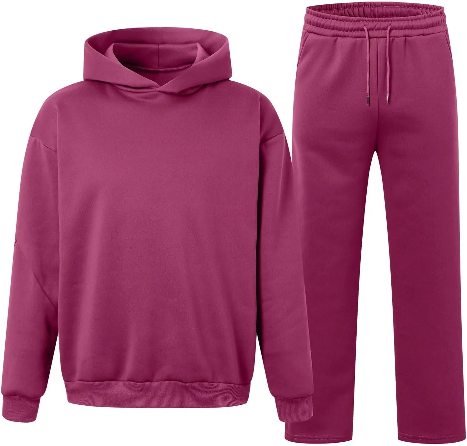 Two Piece Hoodie Sets For Men Fleece Warm Drawstring Pullover Shirts Long Sleeve Baggy Sweatpants Workout Jogger Sets