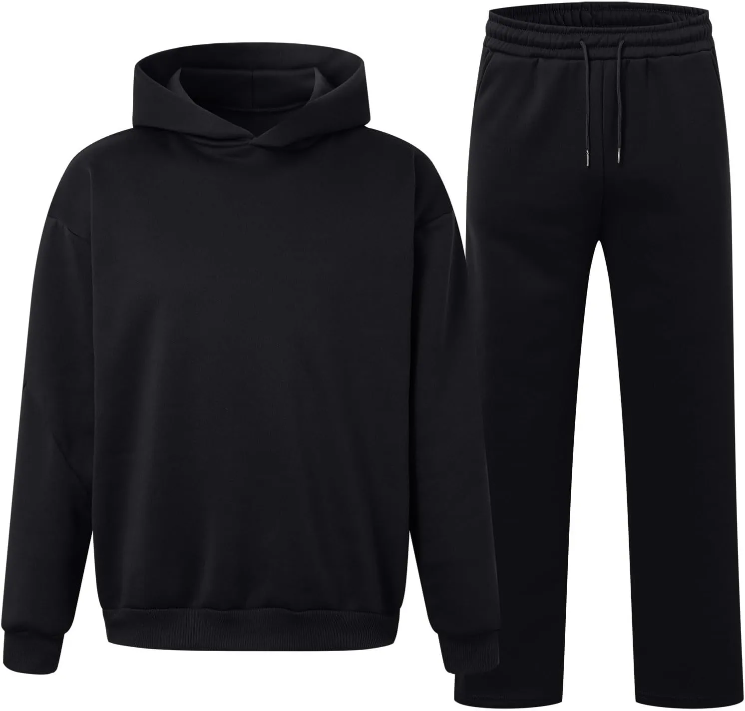 Two Piece Hoodie Sets For Men Fleece Warm Drawstring Pullover Shirts Long Sleeve Baggy Sweatpants Workout Jogger Sets