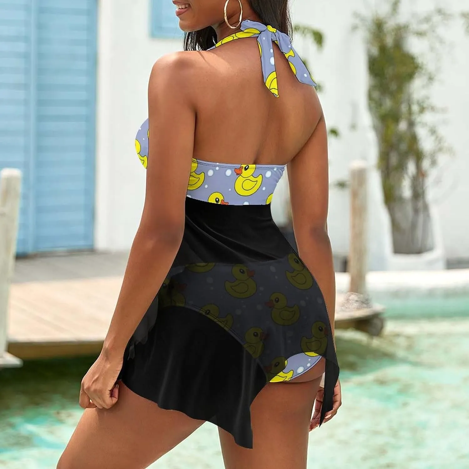 Two Piece Tankini Swimsuit for Women V Neck Ruched Tummy Control Top with Bottom Bathing Suits